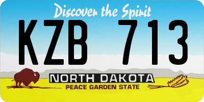 ND license plate KZB713