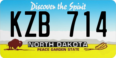 ND license plate KZB714