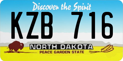 ND license plate KZB716