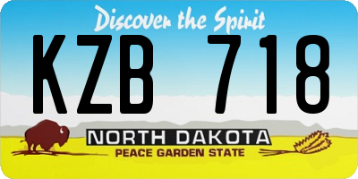 ND license plate KZB718
