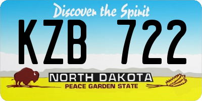ND license plate KZB722