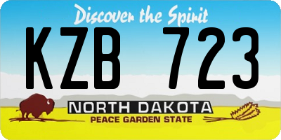 ND license plate KZB723