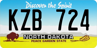 ND license plate KZB724