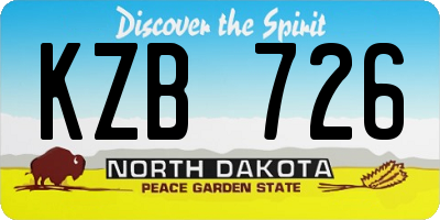 ND license plate KZB726