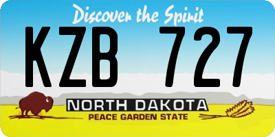 ND license plate KZB727