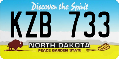 ND license plate KZB733