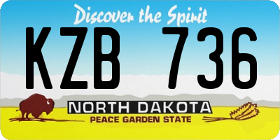 ND license plate KZB736