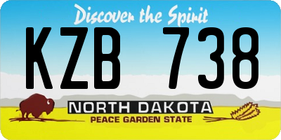 ND license plate KZB738