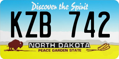 ND license plate KZB742