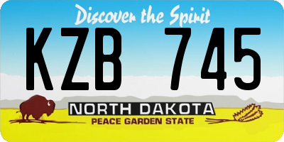 ND license plate KZB745