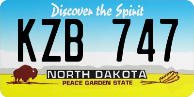ND license plate KZB747