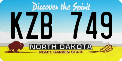 ND license plate KZB749