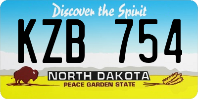 ND license plate KZB754