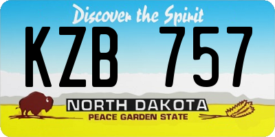 ND license plate KZB757