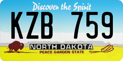 ND license plate KZB759