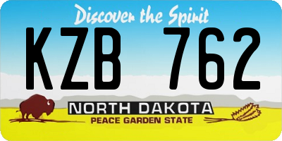 ND license plate KZB762