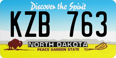ND license plate KZB763