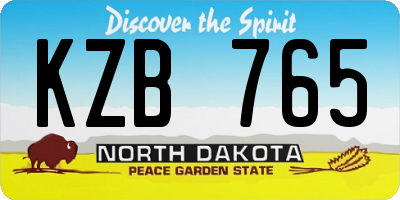 ND license plate KZB765