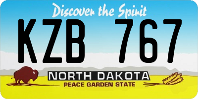 ND license plate KZB767