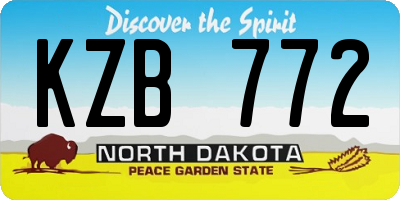 ND license plate KZB772