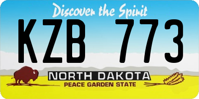 ND license plate KZB773