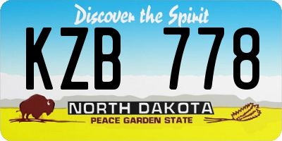 ND license plate KZB778