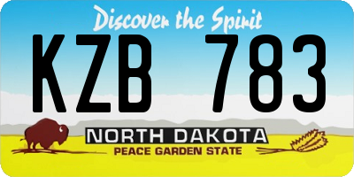 ND license plate KZB783