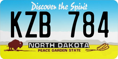 ND license plate KZB784