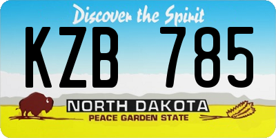 ND license plate KZB785