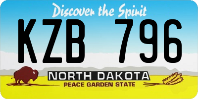 ND license plate KZB796