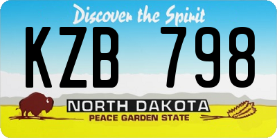 ND license plate KZB798