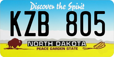 ND license plate KZB805