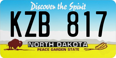 ND license plate KZB817