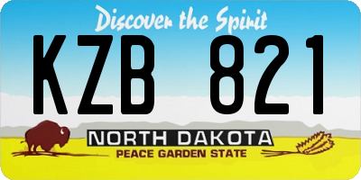 ND license plate KZB821