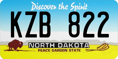 ND license plate KZB822