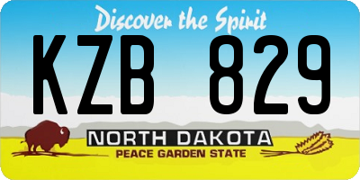 ND license plate KZB829