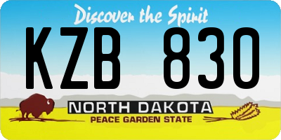 ND license plate KZB830