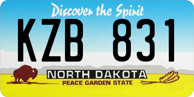 ND license plate KZB831