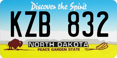 ND license plate KZB832