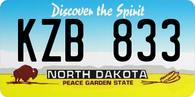 ND license plate KZB833