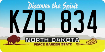 ND license plate KZB834