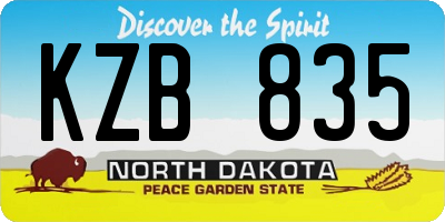 ND license plate KZB835