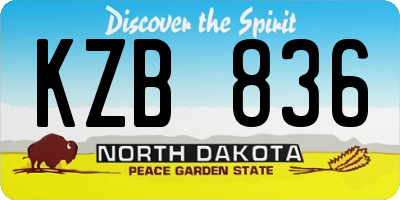 ND license plate KZB836