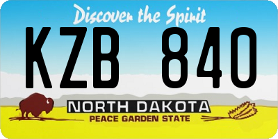 ND license plate KZB840