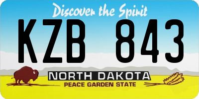 ND license plate KZB843