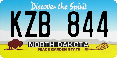 ND license plate KZB844