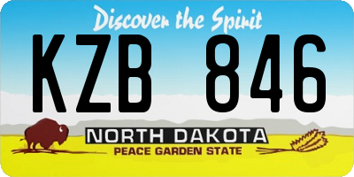 ND license plate KZB846
