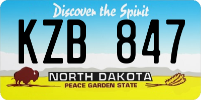 ND license plate KZB847
