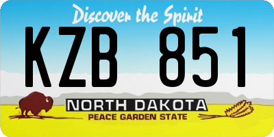 ND license plate KZB851