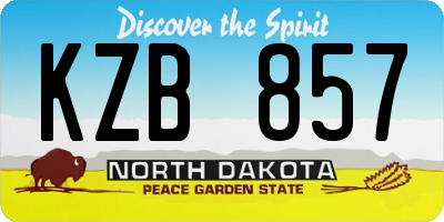 ND license plate KZB857